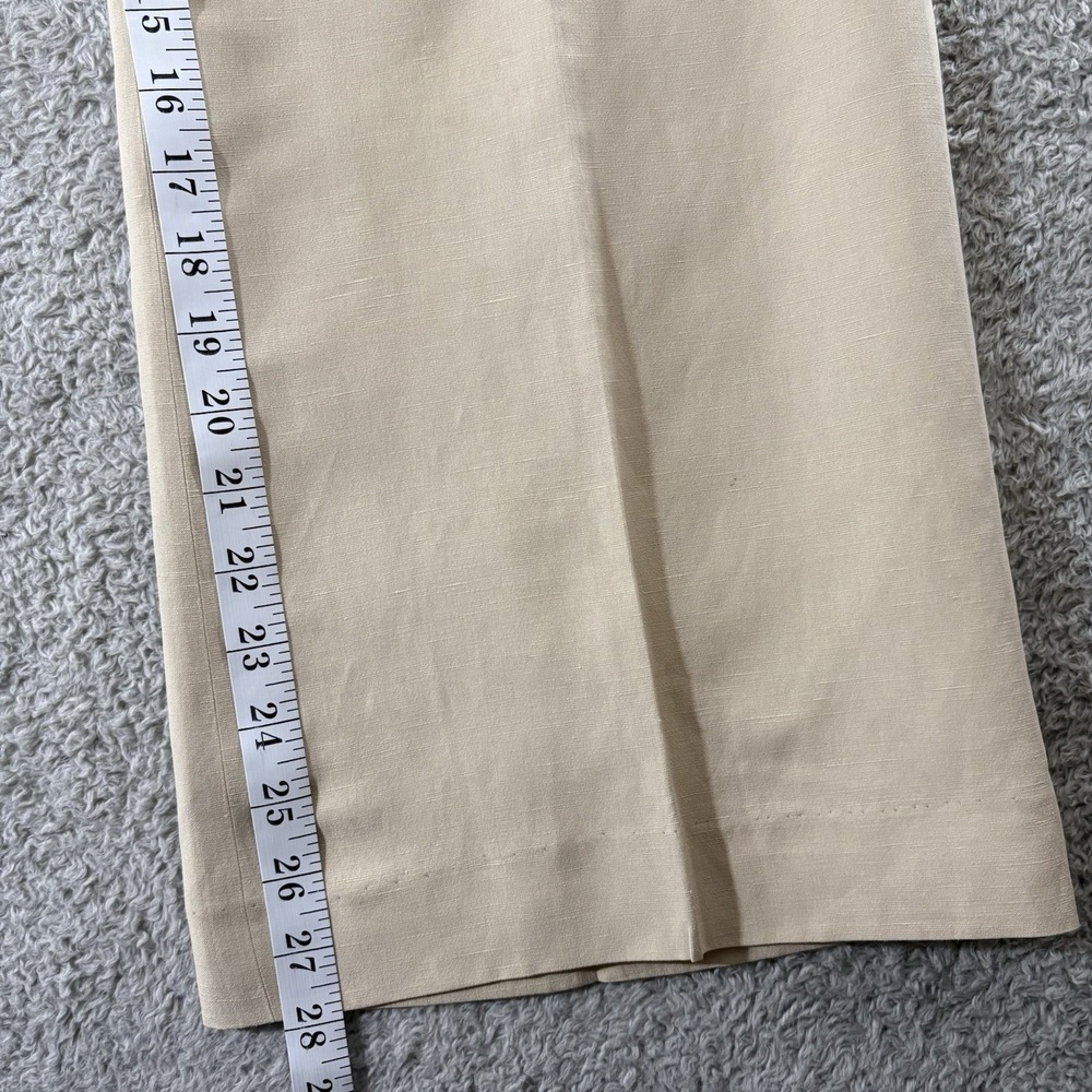 Lauren Ralph Lauren Andover Sz 10 Silk Linen Blend Lined Wide Leg Pants Beige - Picture 11 of 14